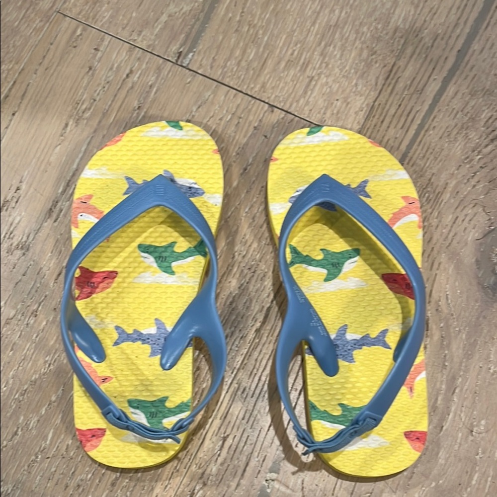 Old Navy Yellow and Blue Dinosaur Flip Flops